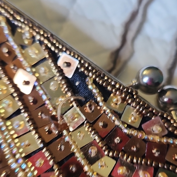 Gold and Brown Beaded Evening Clutch - Picture 12 of 12